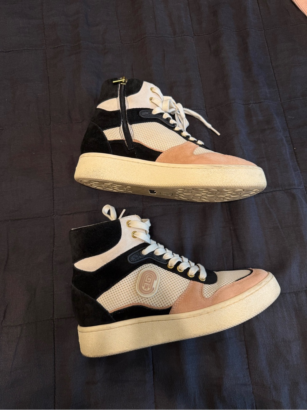 Coach Black, White & Pink High-Top Sneakers